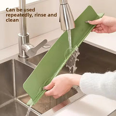 Large Size Silicone Sink Splash Guard Set | Non-Slip Water Barrier with Strong Suction Cups for Kitchen & Bathroom Use